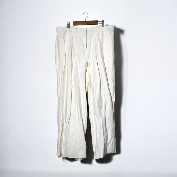 Chico's Silk & Linen Blend Wide Leg Trousers White Size 2.5/Large 14 - Picture 1 of 3